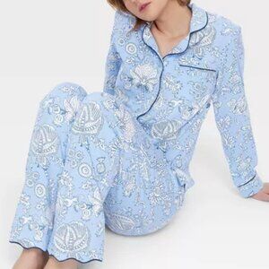 Women's Floral Vines Long Sleeves/Pants PJ Set Blue Roller Rabbit x Target - NWT